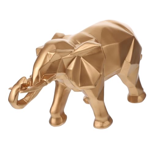 Sculpture éléphant blanche géométrique en résine, accessoire de table chic