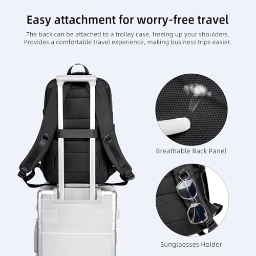 Image of GOLDEN WOLF Laptop Backpack for Men 18L Sleek 15.6-inch Office Laptop Bag Water-resistant Padded Backpack with Hidden Back Pocket, Casual Daypack for Travel Business Daily Use,Black