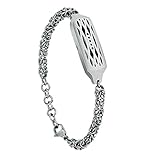 V-Moro Fitbit Flex 2 Bands, 5.5'' - 7.2'' Small Size Stainless Steel Metal Bracelet Accessory for Fitbit Flex 2 Tracker ONLY, Rose Gold Silver (Bracelet Silver)