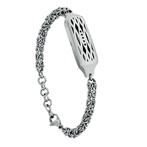 V-Moro Compatible Fitbit Flex 2 Bands, 5'' - 6.69'' Stainless Steel Metal Accessory Replacement Bracelet Wristband for Fitbit Flex 2 ONLY, Rose Gold Silver (Bracelet Silver, Small(5'' - 6.69''))