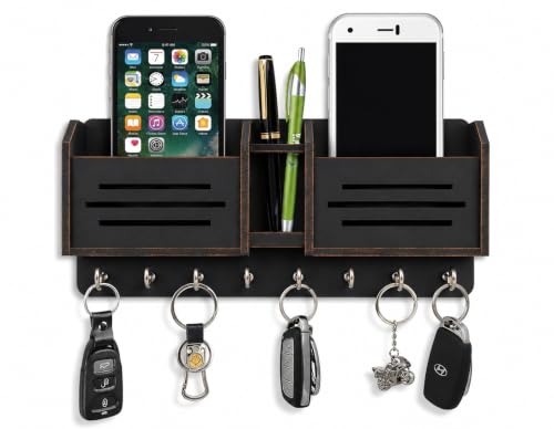 Image of Wooden Key Holder for Home MDF Wood Wall Mounted Designer Key Holders for Wall Decor Keys Hanger Stylish Mobile Stand Key Organizer for Home Decor and Office Decor Keychain Hanger
