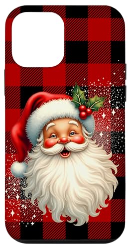 Vintage Santa Claus Rustic Red Check Christmas Holiday X}zP[X iPhone 12 mini p