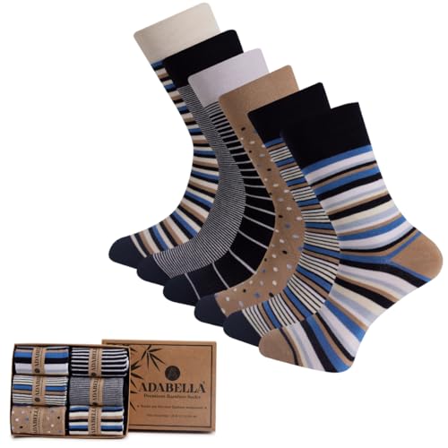 Mens Bamboo Rayon Dress Socks 6 Pack Gift Box Soft Breathable Moisture-Wicking Thin Socks Size 8-12