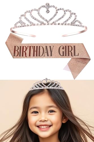 Image of Curated Cart Birthday Crown and Sash for Women Birthday Girl Sash & Rhinestone Tiara Set - Birthday Decorations Birthday Girl Crowns Tiaras for Women