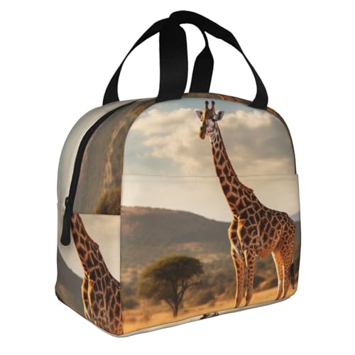 Langhbozdp Boîte à déjeuner isotherme réutilisable pour homme et femme Motif girafe pour le travail et le pique-nique – vue 2