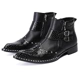 Santimon Men's Top-Grain Leather Pointed Toe Buckle...