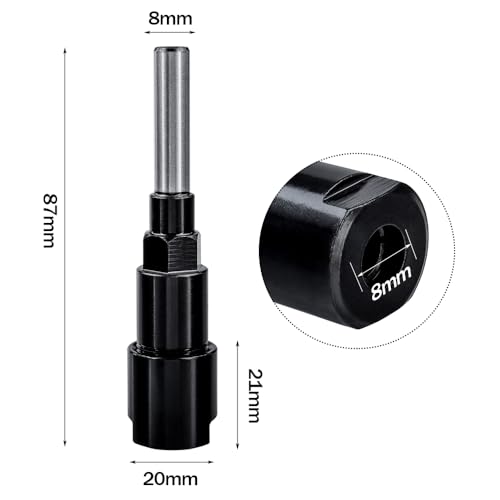 Treki 8mm Fräser Verlängerung für Oberfräse Fräser Spannzange Verlängerung, 8mm Schaftverlängerung für Oberfräse Spannzangenverlängerung Fräserschaftverlängerung für tiefere Ausfräsungen
