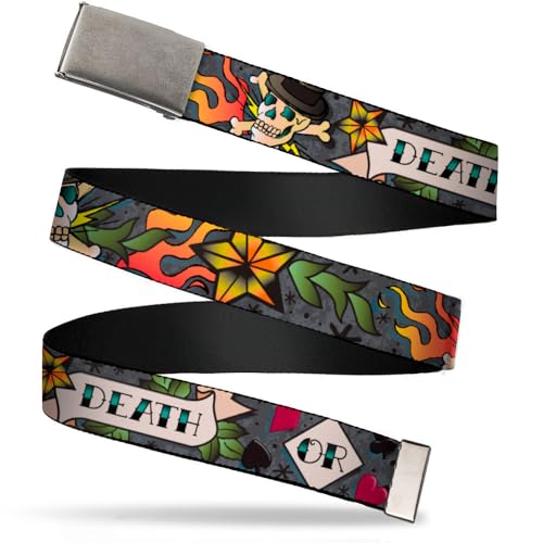 Buckle-Down Web Belt Death or Glory Tattoo 1.5