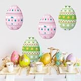 TOTIEJFJ Easter Eggs Paper Lanterns（Set of 4），Easter Eggs Bunny Flower Hanging Paper Decoration，Decorative Paper Chinese Lanterns for Birthday Easter Party Kids Bedroom Decor