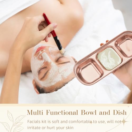 Image of 4 Pcs Esthetician Bowls Face Mask Tray Esthetician Supplies Stainless Steel Compartment Serving Tray Women Skincare Products Facial Bowl for Spa Salon Aesthetician Beauty, Nail Art (Rose Gold,Medium)