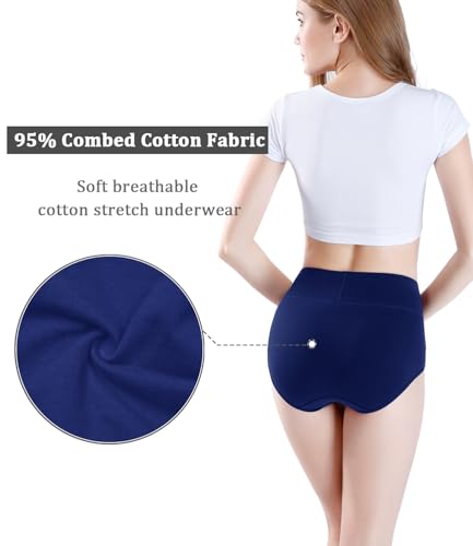 Image of wirarpa Women's Cotton Underwear High Waist Full Coverage Brief Panty Multipack
