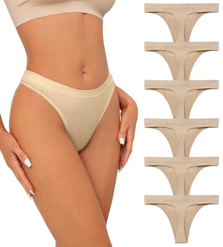 Image of SHARICCA Seamless Thongs for Women Sexy Breathable No Show Thong Underwear Women Multiple Pack