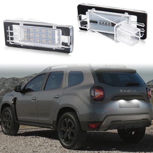 POPMOTORZ LED Luz de Matrícula para Dacia Duster Lodgy Renault Espace IV Scenic II Laguna II Fluence Captur, Luces de Matrícula LED con Canbus Error Free 2835 SMD, 2 Piezas