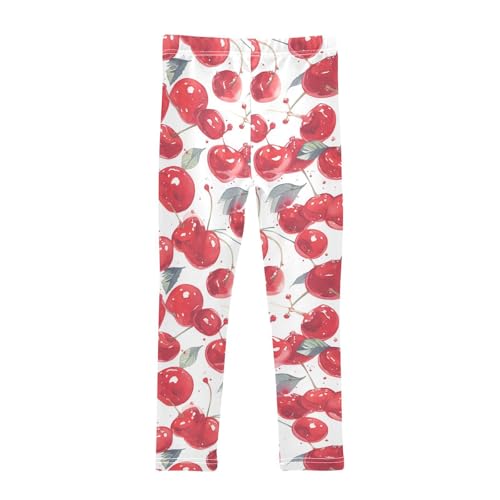 KLL Red Cherry Girls Athletic Leggings Stretchy Full Length Lounge Pants Running2