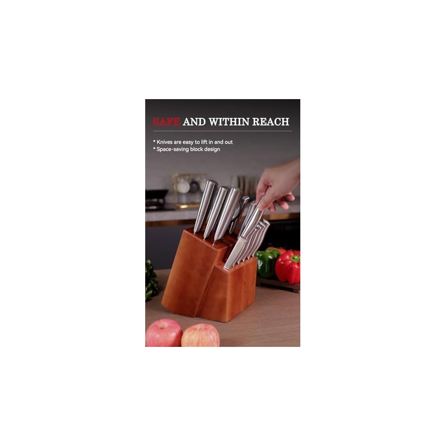 TUO-Knife-Set-with-Block-and-Sharpener-16-Pcs-High-Carbon-Stainless-Steel-Knife-Block-Set-Razor-Sharp-Kitchen-Knife-Set-Non-Slip-Ergonomic-Handle TUO Knife Block Set with Sharpener, 16 Pcs Knife Set for Kitchen, Razor Sharp High Carbon Stainless Steel Blades and Ergonomic Handle