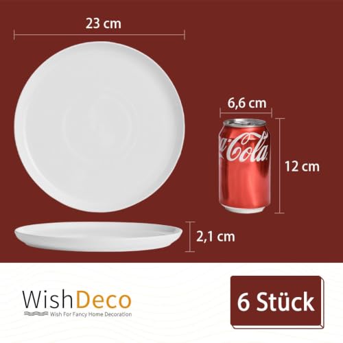 WishDeco Keramik Teller 6er Set, Flache Speiseteller 23cm – Ansicht 3