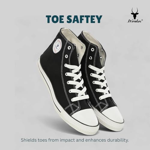 Image of Hirolas Men's Vulcanized Canvas Rubber Toe High Ankle Skateboard Sneakers Shoes.