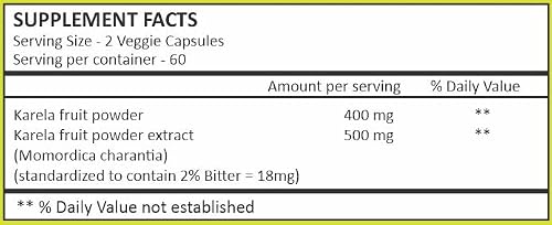 Herbal Hills Bitter Melon/Bitter Gourd/Karela Capsules (Momordica Charantia) | 120 Count (900 Mg) | Best For Eye & Skin Health #TOP1