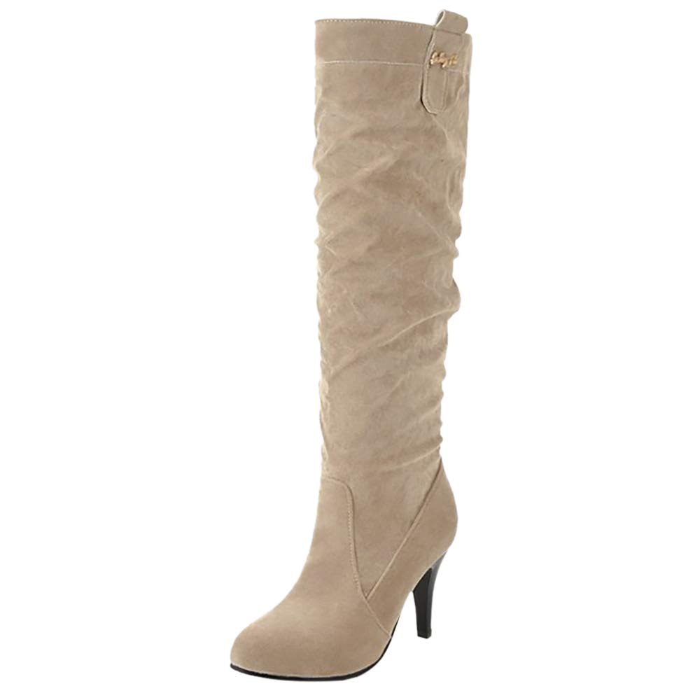 RAZAMAZA Women Fashion Thin Heel Knee Boots Pull On