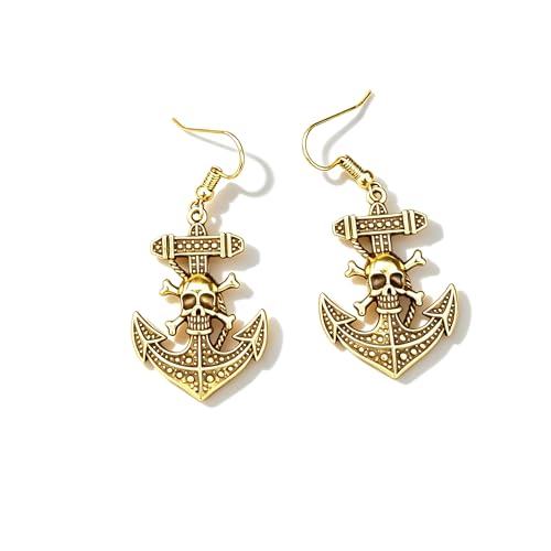Gothic Pirate Earrings for Women Pirate Captain Drop Dangle Skull Earrings Anchor Cross-shaped Sword Earrings Punk Haloween Pirate Jewelry Accessories (style1)