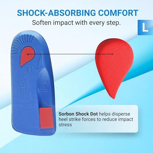 Image of Vasyli Custom 3 /4 Length Insoles, Blue, Large, Fast & Effective Pain Relief, Customized Biomechanical Alignment, Medium Density, General Orthotic Needs, Everyday Walking Shoes, Heat Moldable