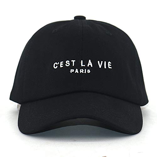 Ksydhwd Baseball Kappe Stickerei Cest La Vie Paris Mode Papa Hut Pure Black Baseball Cap Männer Frauen Hip Hop Sport Snapback Hüte Neu Cover