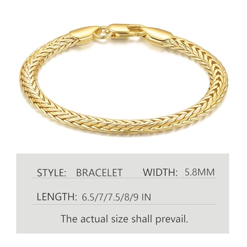 14K Gold Bracelets for Women Mens bracelet Link Foxtail 14K Gold Chain Bracelets for Women Trendy Dainty Bracelets for women 6.5-9in2