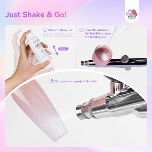 Image of SAVILAND Airbrush Gel Nail Polish: 50 ml Dilution-Free White Gel Nail Polish Non-Acetone Airbrush Paint for Nails with Fine Mist for Gradient Ombre Blush French Nails Art Paint Salon