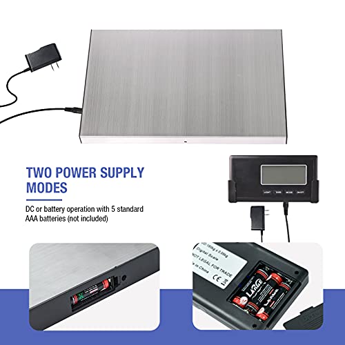Shipping Postal Scale With Durable Stainless Steel Large Platform, 400Lb High Accuracy, Backlit Led Display,Post Office Postal Scale And Luggage Scale, Dc Adapter Included(No Coil) #TOP4