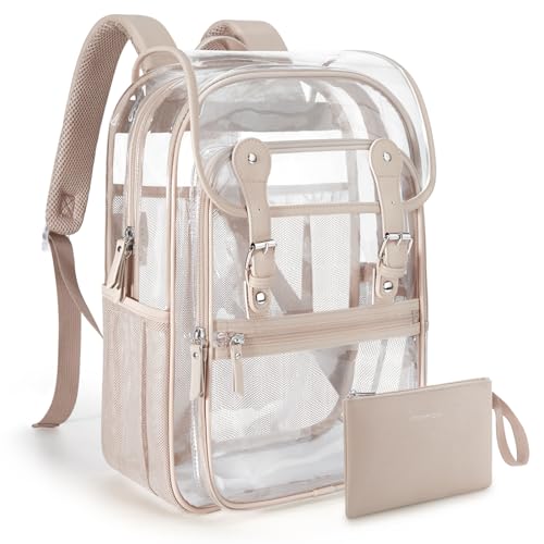 mommore Clear Backpack Set 17 inch Heavy Duty Transparent School Bookbag