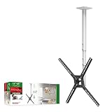 Barkan Soporte de TV de Techo, 97cm de Largo Blanco Giratorio e inclinable para Pantallas de 29-65 Pulgadas, Peso máximo 40Kg, Telescópico de Altura Ajustable, para LED OLED LCD, hasta VESA 400x400