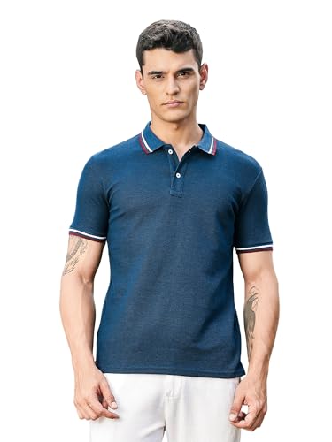 Image of Thomas Scott Men's | Solid | Knitted | Polyster Blend | Knitted | Polo | Ribbed Sleeve | Short Sleeve | Tshirt for Men