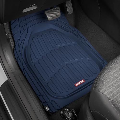 Image of Motor Trend FlexTough Floor Mats for Cars, Blue Deep Dish All-Weather Car Mats, Waterproof Trim-to Fit Automotive Floor Mats for Cars Trucks SUV, Universal Floor Liner Car Accessories
