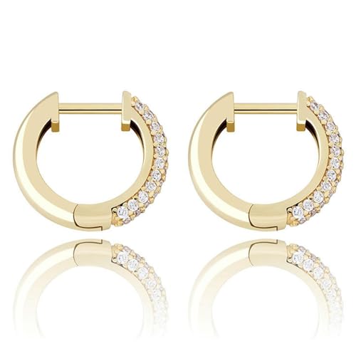 Boucles d'oreilles créoles en Argent avec Zircon Rond et Style Hip Hop Unisexe