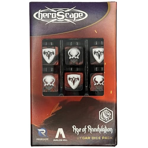 Renegade Game Studios Heroscape Utgar Dice Pack, 11pc Black & Red Collectible RPG Set with Combat Dice & 20-Sided Die