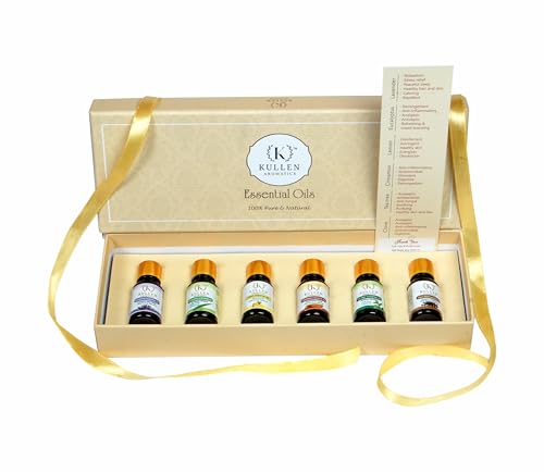 Image of Kullen Essential Oil Set | Gift Set Box of 6 Essential Oil | Lavender Essential Oil, Eucalyptus Essential Oil, Lemon Essential Oil, Cinnamon Essential Oil, Tea Tree Essential Oil, Clove Essential Oil | Pack of 6 100% Pure and Natural Essential Oil.