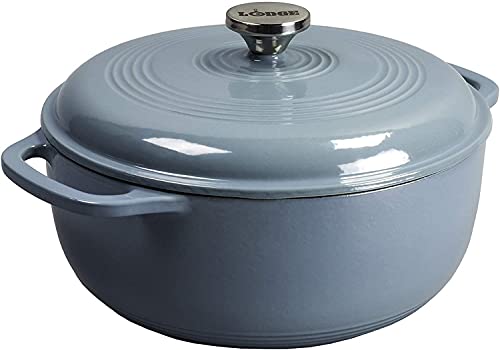 Lodge Essential Enamel Cast Iron Dutch Oven with Lid 7.5 Quart - Oven-Safe Enamel Cookware up to 500° F - Heat-Retaining Braising & Roasting Pot - Non-Toxic Cookware - Storm Blue by Lodge - Used condition - US$81.86