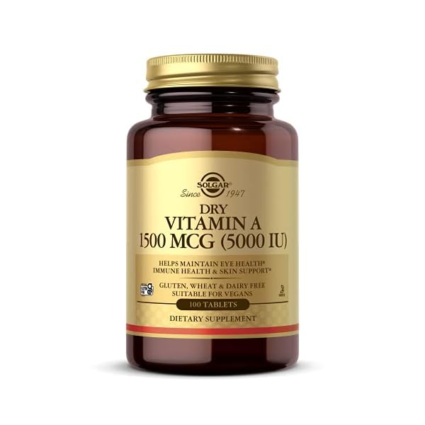 Solgar Dry Vitamin A 1500 mcg (5000 IU), 100 Tablets - Supports Healthy Eyes, Skin & Immune System - Non-GMO, Vegan…