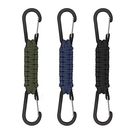 3 Pcs Porte-clés avec Mousqueton, Tressé Cordon Bague Mousqueton pour Clés, Extérieur, Camping, Randonnée Pédestre