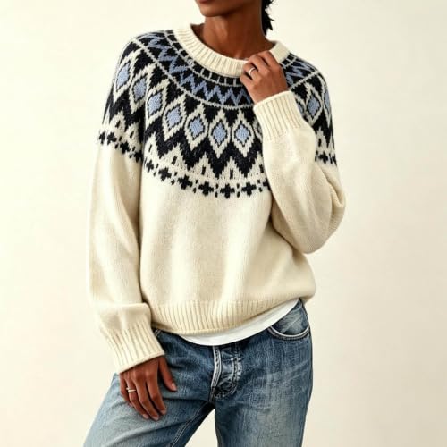 Women Knit Sweater Tops Long Sleeve Crew Neck Casual Pullover Fall Sweaters - image 2