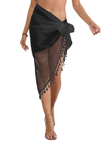 Image of ZAFUL Boho Beach Cover Ups for Women Sarong Coverups Sheer Bikini Chiffon Wraps Skirts for Swimwear