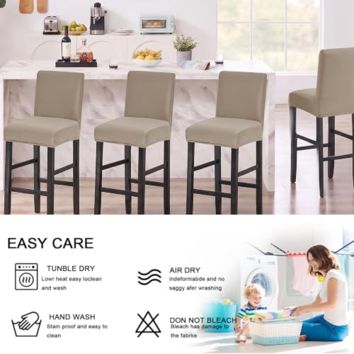 Image of FUANGUI Bar Stool Covers Set of 4, Waterproof Stretch Bar Stool Seat Covers | Washable Removable Bar Chair Covers with Backs Slipcovers, Bar Chair Covers Square for Kitchen Dining Room Cafe