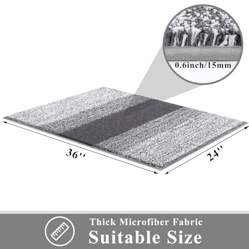 Vaukki Indoor Doormat Entryway Door Mat, Non Slip Absorbent Mud Trapper Mat Inside Floor Mat, Washable Door Carpet for Entryway (24''x36'', White and Grey)