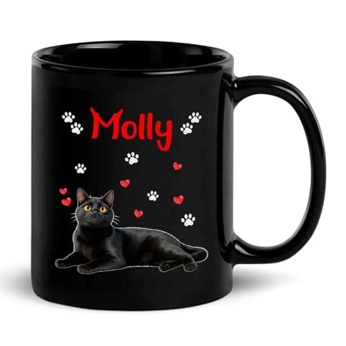 Yoriss Custom Black Cat Coffee Cup 11oz 15oz, Personalized