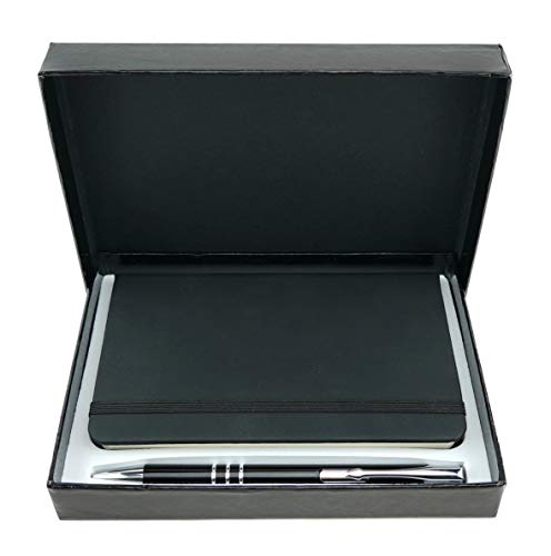 TigerTie Kit d'écriture avec stylo à bille rétractable et carnet de notes dans une boîte cadeau - Noir - Taille Unique Cover