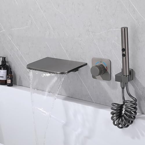 Mitigeur baignoire cascade chromé avec pommeau de douche 3 modes
