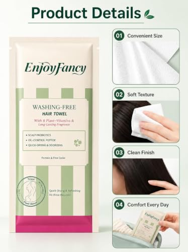 Image of Waterless Hair Cleansing Wipes | No Rinse Shampoo Wipes for Oily Hair | Portable Hair Cleaning Wipes for Travel, Gym, Camping, Hospital, Bedridden Patients & Post Workout