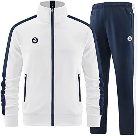 ANOTWENER Track Suits for Men Set 2 Piece Sweat Suits Tracksuit Men Outfits Sets Sweat Jackets Walking Suits Jogging Jogger Set White ATM-2015-3XL