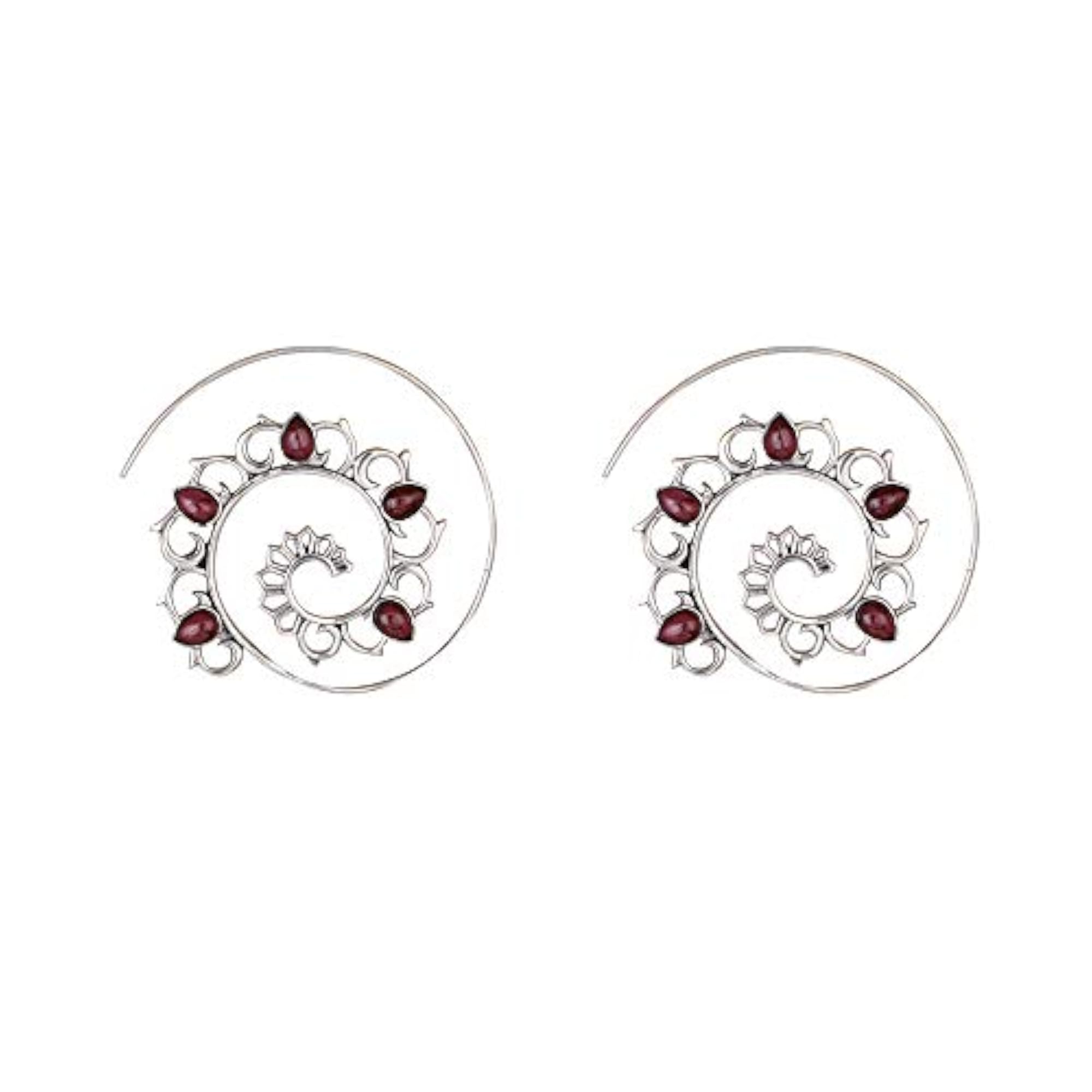SilverTree925 Natural Garnet Earrings for Girls and Women