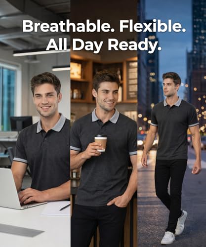 Image of Scott International Men's Cotton Polo T-Shirt | Regular Fit | Breathable & Soft Fabric | Classic Collar with Button Placket | Casual & Office Wear | Summer Essential Polo Tee for Men